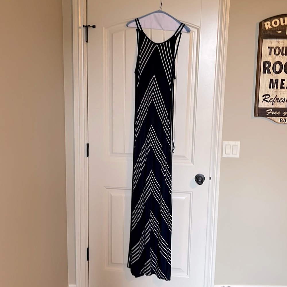 Navy Chevron long dress